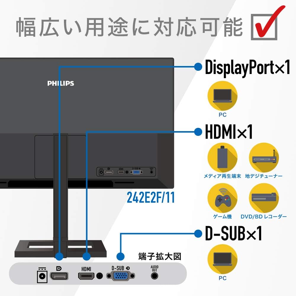 PHILIPS 242E2F/11 ブラック [23.8型ワイド液晶ディスプレイ]