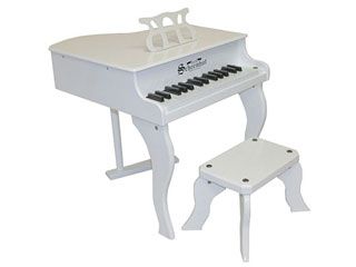 【在庫限り！】3005W　30-Key White Fancy Baby Grand Piano and Bench【トイピアノ】【30鍵盤】