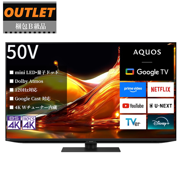 ����B���i 4T-C50HP2 50V�^ 4K mini LED�e���r AQUOS XLED �A�N�I�X HP2���C�� 43�C���`