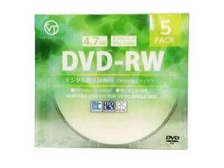VERTEX DVD-RW(Video with CPRM) 繰り返し録画用 120分 1-2倍速 5P DRW-120DVX.5CA