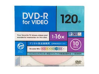 VERTEX DVD-R(Video with CPRM) 1回録画用 120分 1-16倍速 10P DR-120DVCMIX.10CA