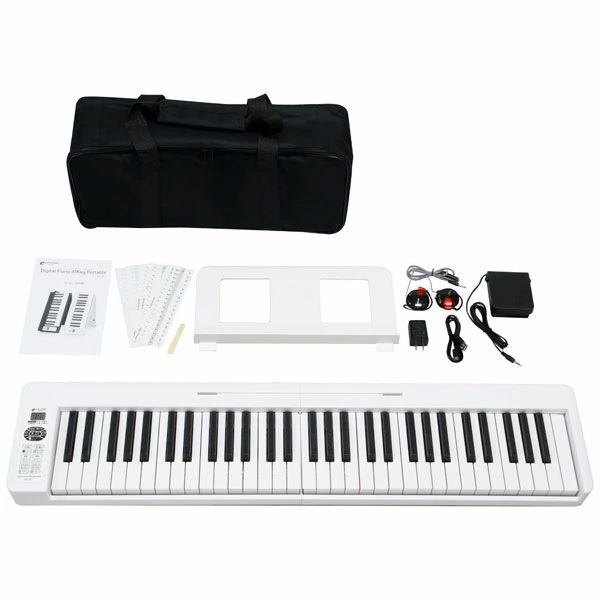 電子ピアノ61鍵　KDP-61P WHT ホワイト 折り畳み式ポータブルピアノ
