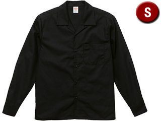 T/C オープンカラー ロングスリーブ シャツ Sサイズ (ブラック) 176001-2