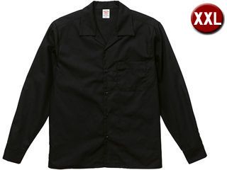 T/C オープンカラー ロングスリーブ シャツ XXLサイズ (ブラック) 176001X-2