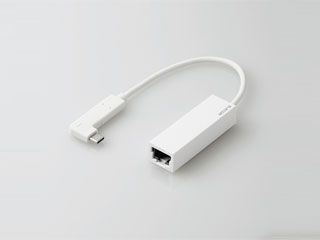 L字コネクタ付き USB3.1 ギガビットLANアダプター ホワイト EDC-GUC3L-W