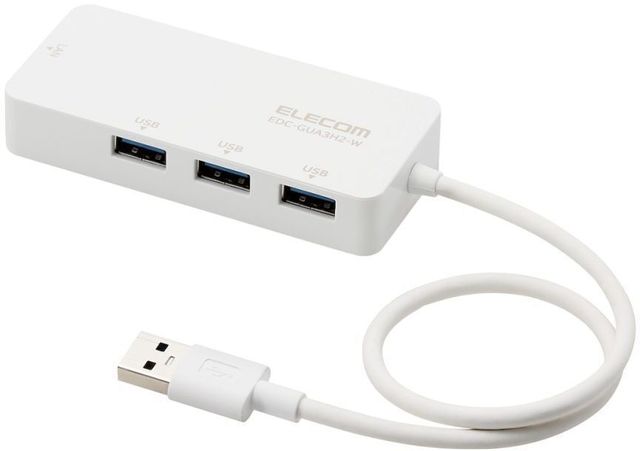 有線LANアダプタ/Giga対応/USB3.0/Type-A/USBハブ付/ホワイト
