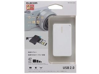 USB2.0対応メモリリーダライタ/ケーブル収納タイプ/ケーブル6cm/SD+microSD+CF対応/ホワイト MR-K304WH