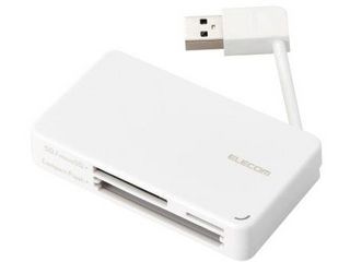 USB3.0対応メモリリーダライタ/ケーブル収納タイプ/ケーブル6cm/SD+microSD+CF対応/ホワイト MR3-K303WH