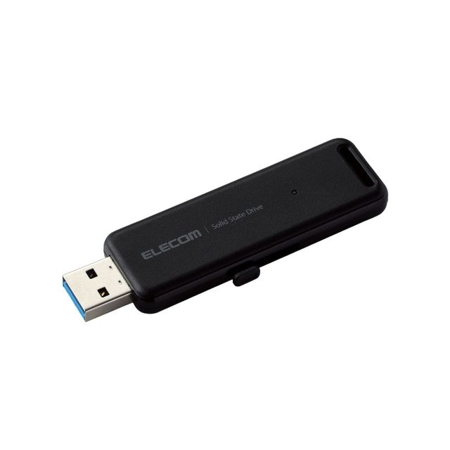 外付けSSD/ポータブル/USB3.2(Gen2)対応/スライド式/2TB/ブラック