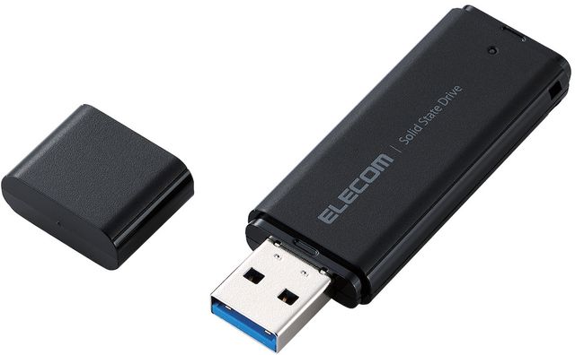 外付けSSD/ポータブル/USB 5Gbps/USB3.2(Gen1)/小型/キャップ式/2TB/ブラック