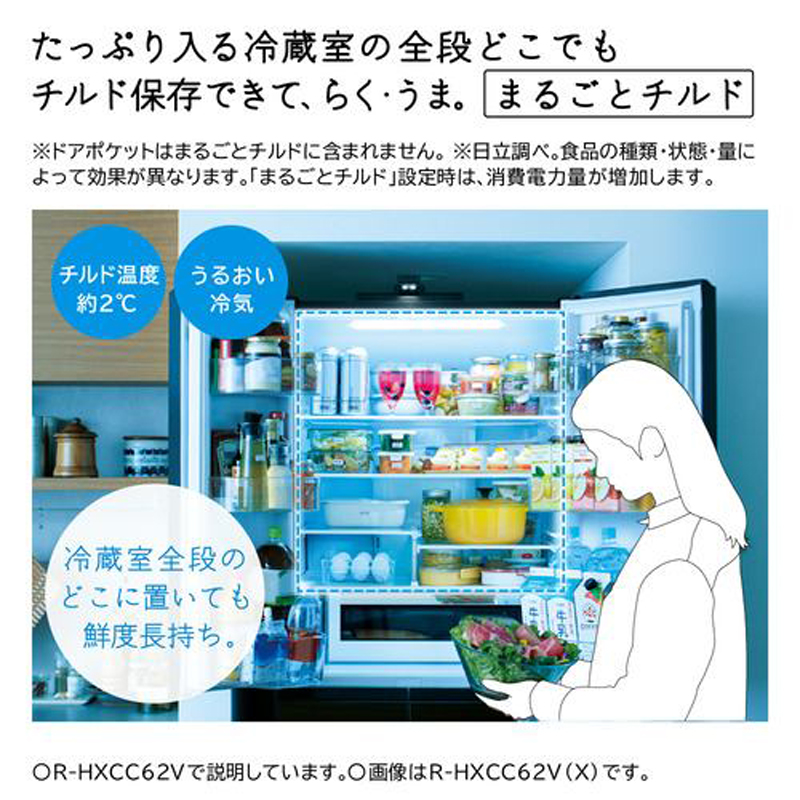 日立 冷蔵庫 幅65cm 485L フレンチドア R-HW49V 日立 HITACHI 冷蔵庫 6ドア HWタイプ 幅65cm 485L フレンチドア