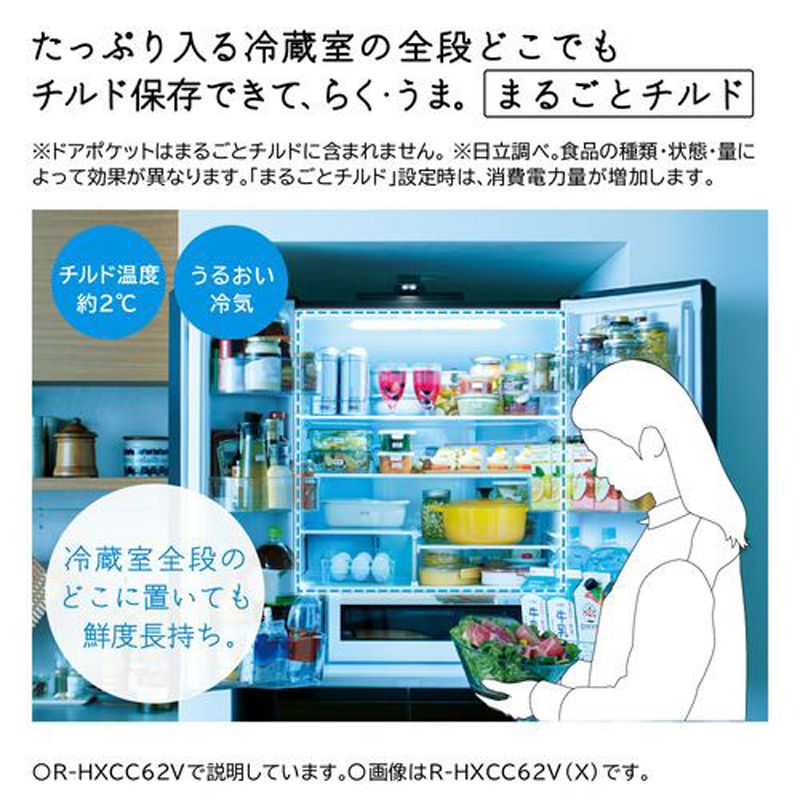 HITACHI 日立 冷蔵庫 6ドア フレンチドア 485L HWタイプ R-HW49V W A 