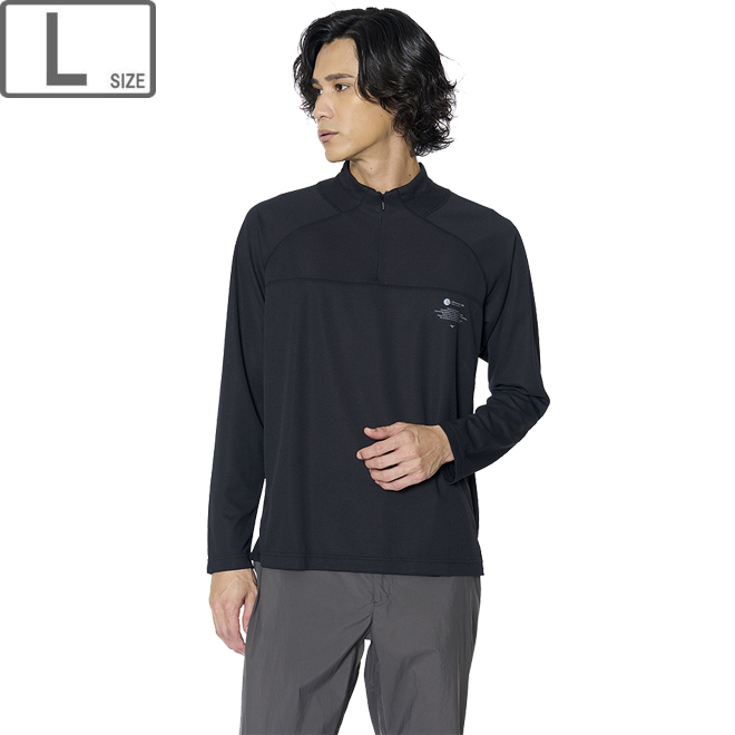 【ユニセックス】ドライエアロフローハーフジップ長袖シャツ 【ブラック】【Lサイズ】 B2MAB00109