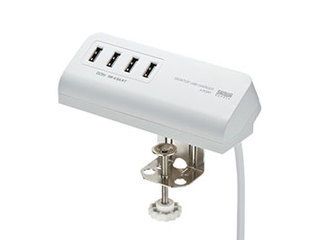 【5個セット】 サンワサプライ クランプ式USB充電器(USB4ポート・ホワイト) ACA-IP50WX5