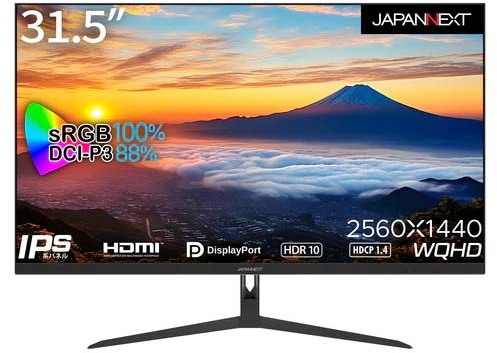 WQHD�Ή� 31.5�^�t���f�B�X�v���C/DP×1�AHDMI×2/�u���b�N/�X�s�[�J�[/2�N�ۏ� JN-IPS3150WQHDR