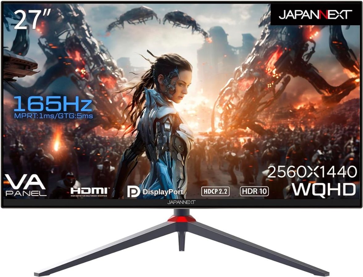 WQHD対応27型ゲーミングモニター(VA/165Hz/DPx1/HDMIx2) JN-27V165WQHDR-HSP