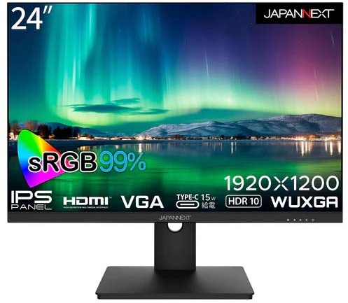 WUXGA対応 24型液晶ディスプレイ/Type-C×1,HDMI×2,VGA×1/ブラック