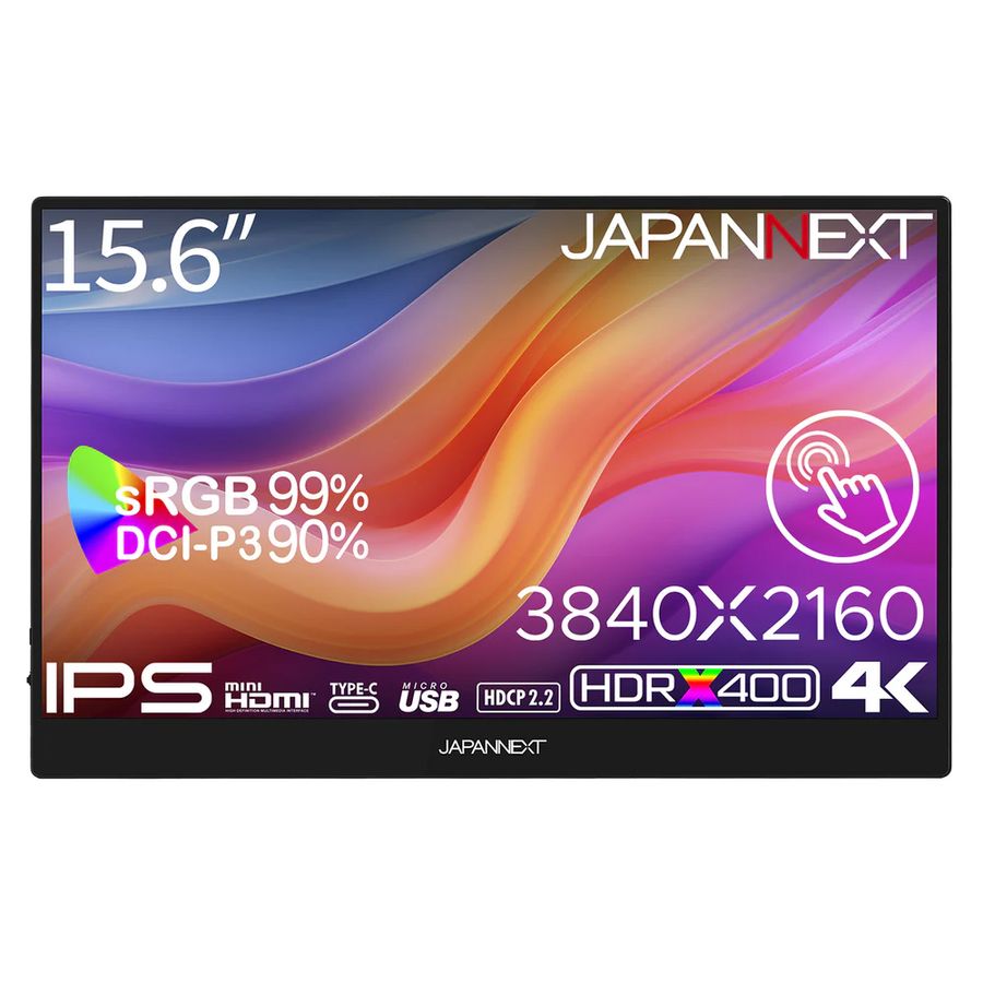 タッチパネル対応 IPSパネル採用 4K対応15.6型液晶ディスプレイ カー有 2年保証 JN-MD-IPST156U