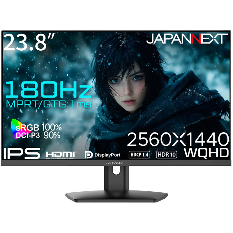 WQHD�Ή�23.8�^�Q�[�~���O���j�^�[(IPS/180Hz/�X�s�[�J�[/�`���g/�����/2�N�ۏ�) JN-IPS238G180Q