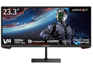 VAパネル採用 WFHD対応23.3型ウルトラワイド液晶ディスプレイ 200Hz JN-VG233WFHD200 ブラック