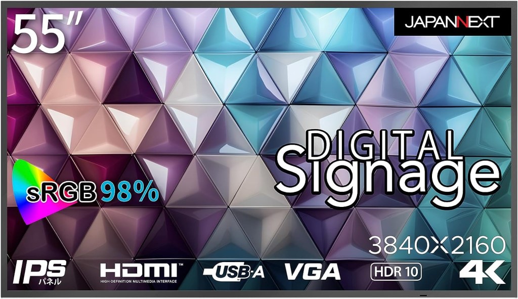 ���i�͌���n�� 55�^4K�f�W�^���T�C�l�[�W�f�B�X�v���C(HDMI/USB/VGA/IPS/HDR10/3�N�ۏ�) JN-Si55UHDR-24
