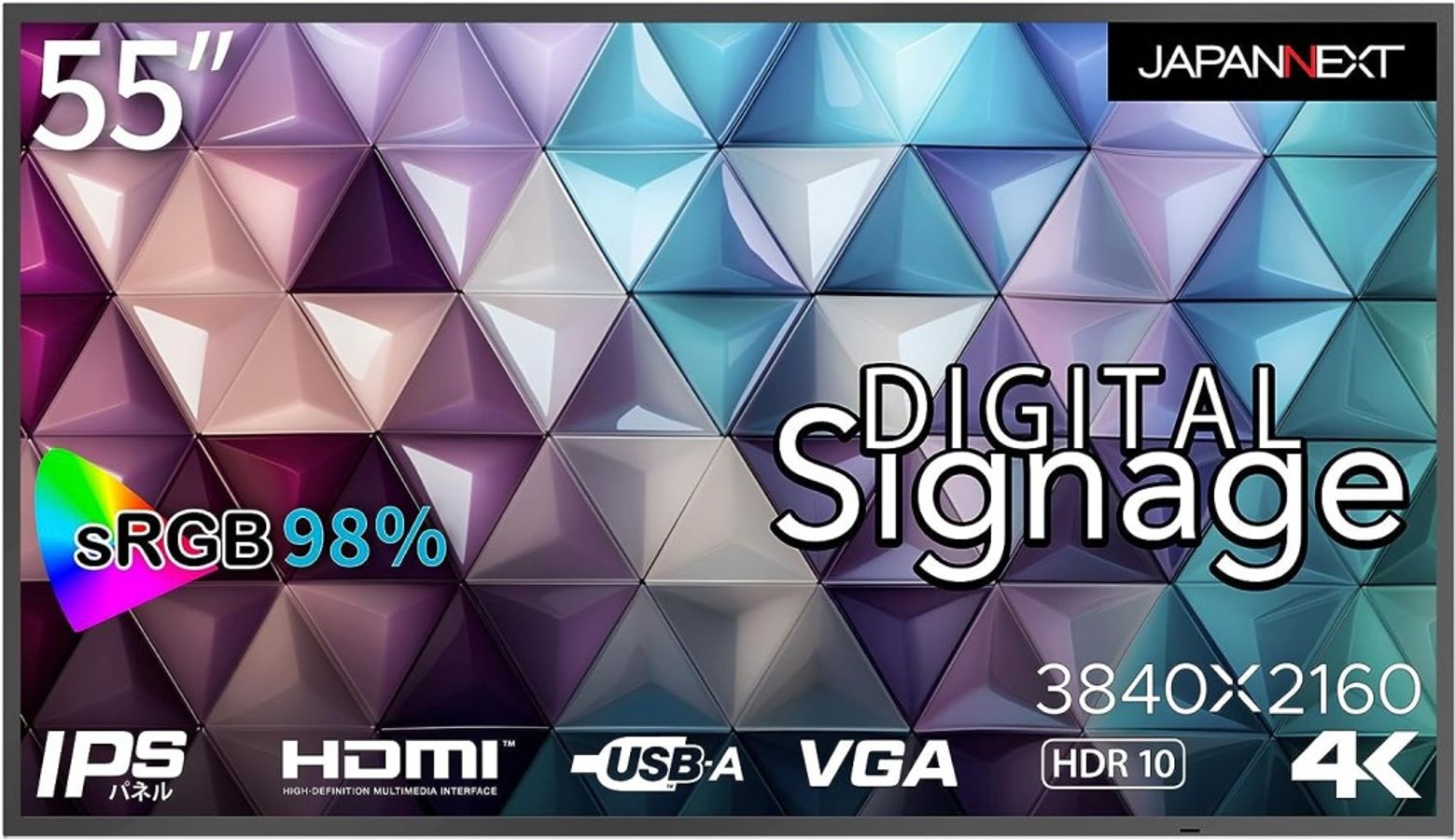 商品は軒先渡し 55型4Kデジタルサイネージディスプレイ(HDMI/USB/VGA/IPS/HDR10/3年保証) JN-Si55UHDR-24