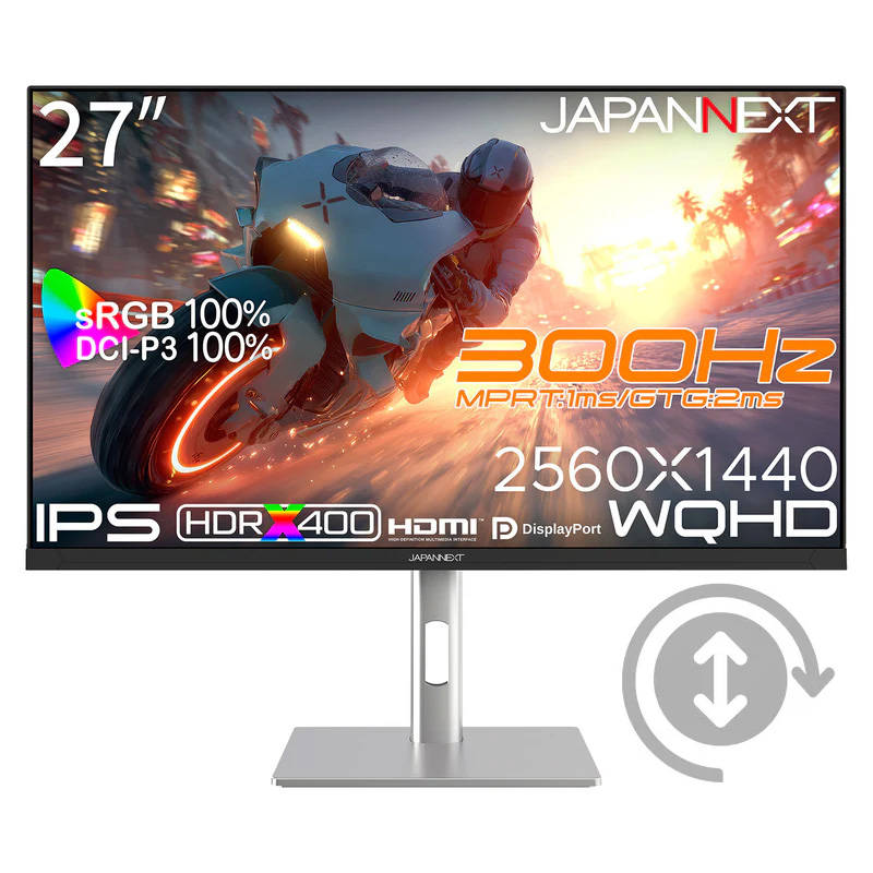 IPS�p�l���̗p WQHD�Ή�27�^�t���f�B�X�v���C �Q�[�~���O ��ʏ��~ ��] 2�N�ۏ� JN-IPS27G300Q-HSP