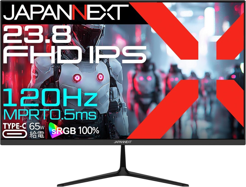 �t��HD�Ή�23.8�^�Q�[�~���O���j�^�[(IPS/120Hz/Type-C65W/�X�s�[�J�[/�����/2�N�ۏ�) JN-IPS238G120F-C6