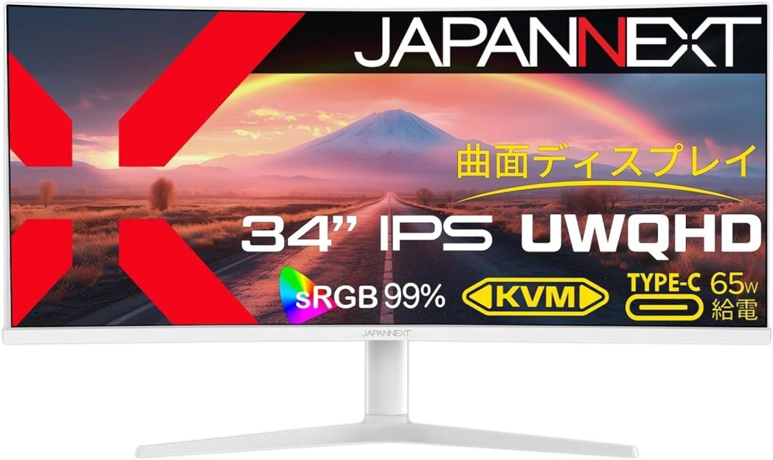 UWQHD対応 34型ウルトラワイド曲面ディスプレイ(IPS/Type-C65W給電/スピーカー/2年保証) JN-IPS34Q-HC6-W