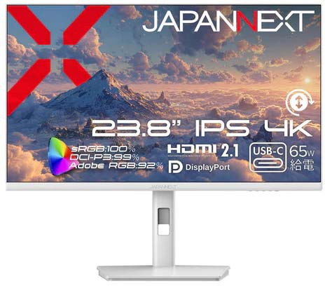 4K�Ή� 23.8�^�t���f�B�X�v���C/HDMI�ADP�AUSB-C/�z���C�g/�X�s�[�J�[/2�N�ۏ� JN-IPS238U-HSPC6-W