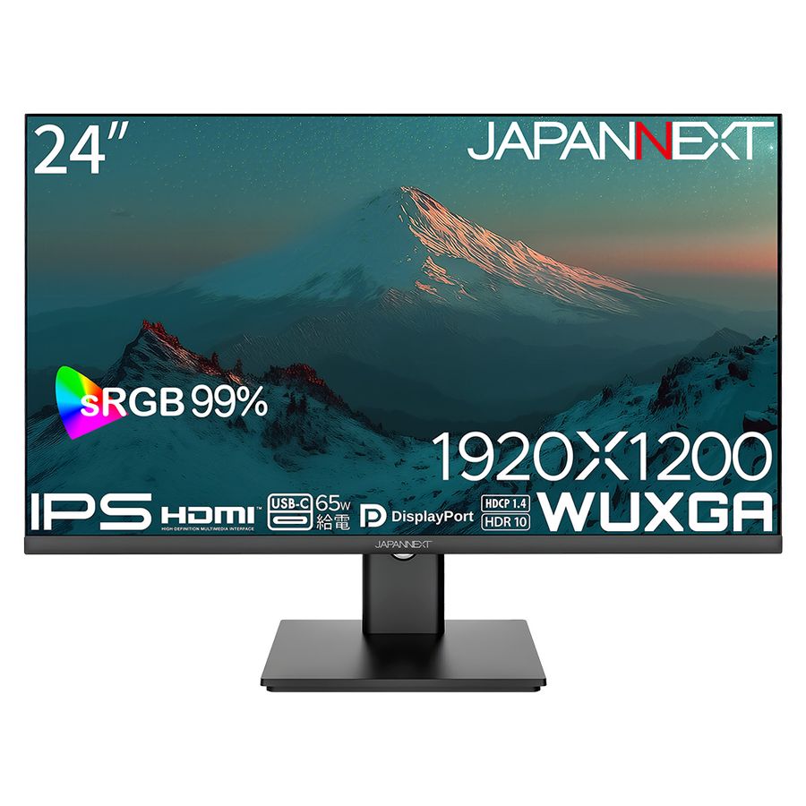 IPSパネル採用 WUXGA対応24型液晶ディスプレイ Type-C65W給電 2年間保証 JN-IPS24WX-C6