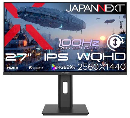 WQHD�Ή� 27�^�t���f�B�X�v���C/HDMI×1�ADP×1/�u���b�N/�X�s�[�J�[��/2�N�ۏ� JN-IPS27Q3-HSP