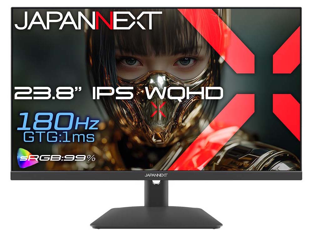 WQHD�Ή� 23.8�^�t���f�B�X�v���C/HDMI×2�ADP×1/�u���b�N/�X�s�[�J�[��/2�N�ۏ� JN-IPS238G180Q2