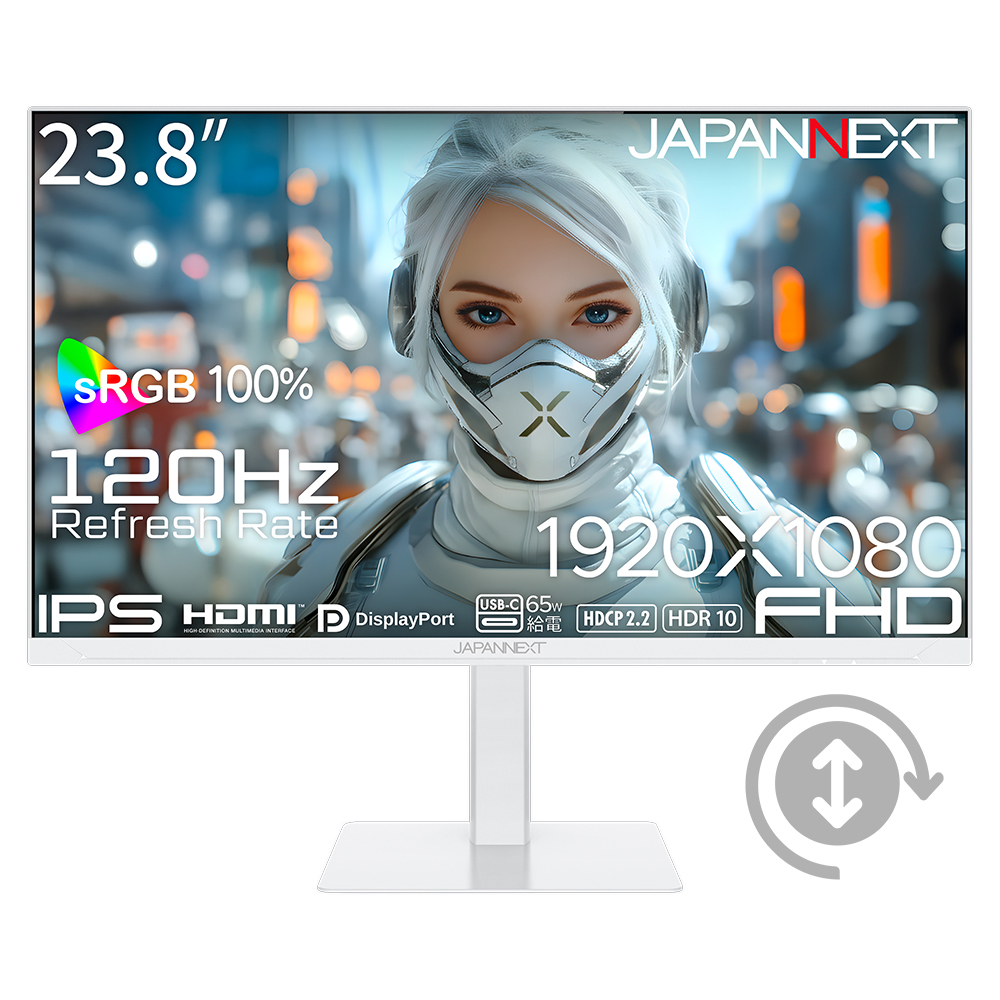 IPS�p�l���̗p �t��HD�Ή�23.8�^�t���f�B�X�v���C 2�N�ۏ� JN-238IPS120F-HSPC6-W �z���C�g