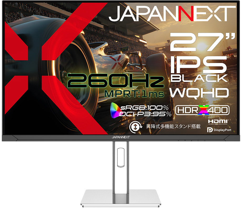 WQHD�Ή� 27�^�t���f�B�X�v���C/HDMI×2�ADP×2/�u���b�N/�X�s�[�J�[/2�N�ۏ� JN-IPSB27G260Q-HSP