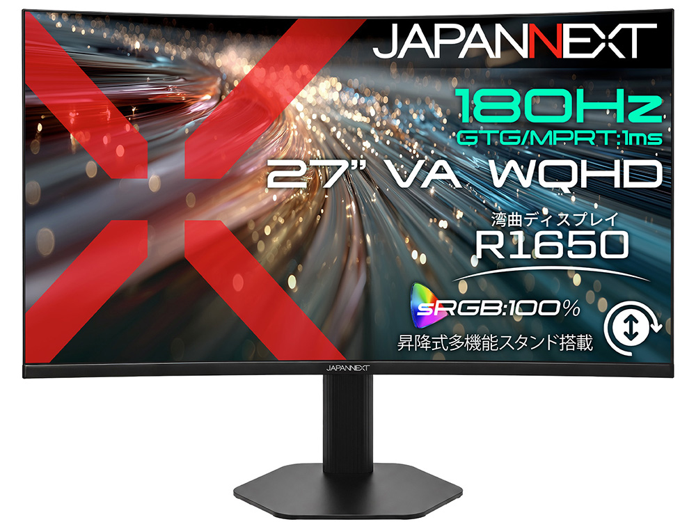 WQHD�Ή� 27�^�t���f�B�X�v���C/HDMI×2�ADP×2/�u���b�N/2�N�ۏ� JN-27VC180Q-HSP