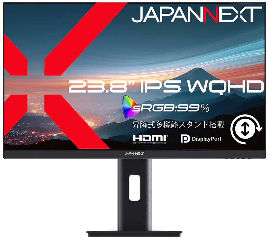 WQHD�Ή� 23.8�^�t���f�B�X�v���C/HDMI×1�ADP×1/�u���b�N/�X�s�[�J�[�L/2�N�ۏ� JN-IPS238Q-HSP