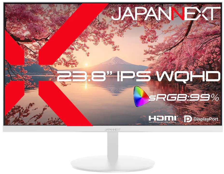 WQHD�Ή� 23.8�^�t���f�B�X�v���C/HDMI×1�ADP×1/�z���C�g/�X�s�[�J�[�L/2�N�ۏ� JN-IPS238Q-W