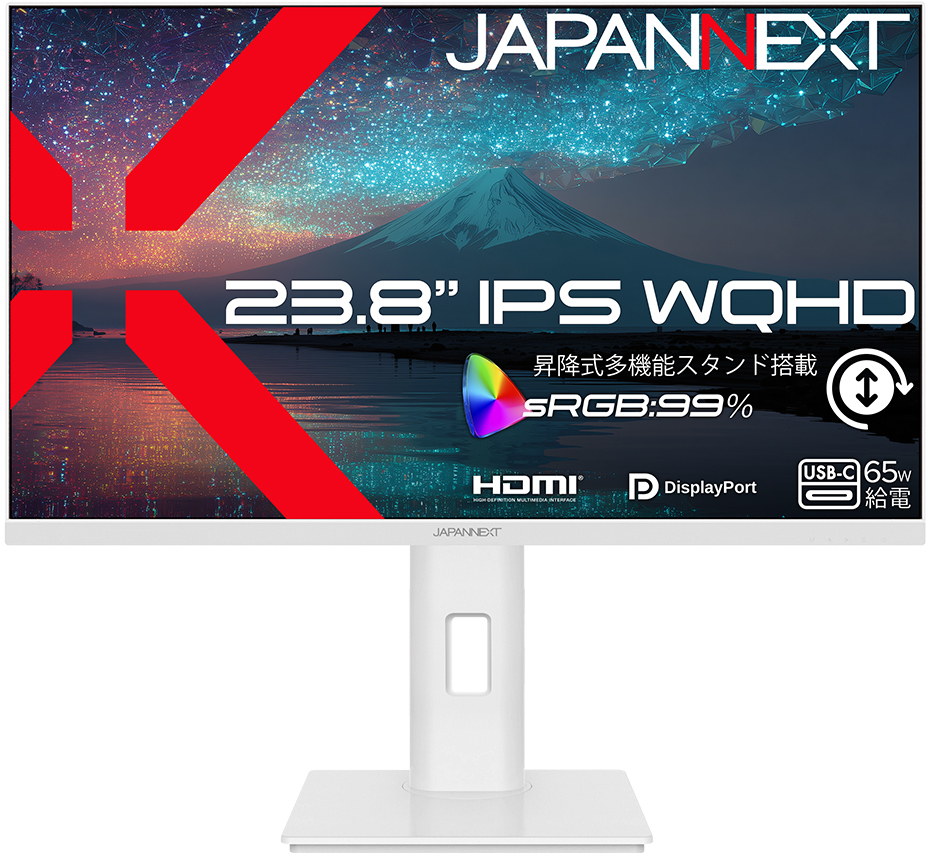 WQHD�Ή� 23.8�^�t���f�B�X�v���C/HDMI�ADP�AUSB-C JN-IPS238Q-HSPC6-W
