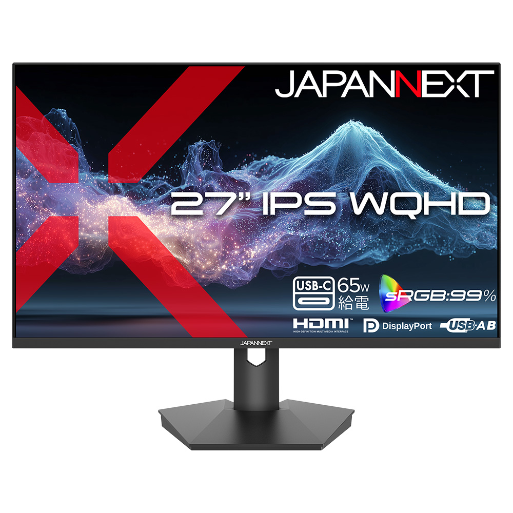 WQHD�Ή� 27�^�t���f�B�X�v���C/HDMI×1�ADP×1�AUSB-C×1/�u���b�N/�X�s�[�J�[/2�N�ۏ� JN-IPS27Q2-C6