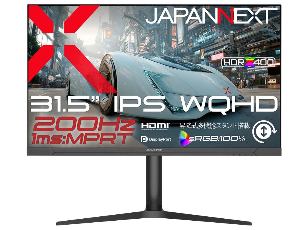 WQHD�Ή� 31.5�^�t���f�B�X�v���C/HDMI×2�ADP×2/�u���b�N/�X�s�[�J�[/2�N�ۏ� JN-IPS315G200Q-HSP