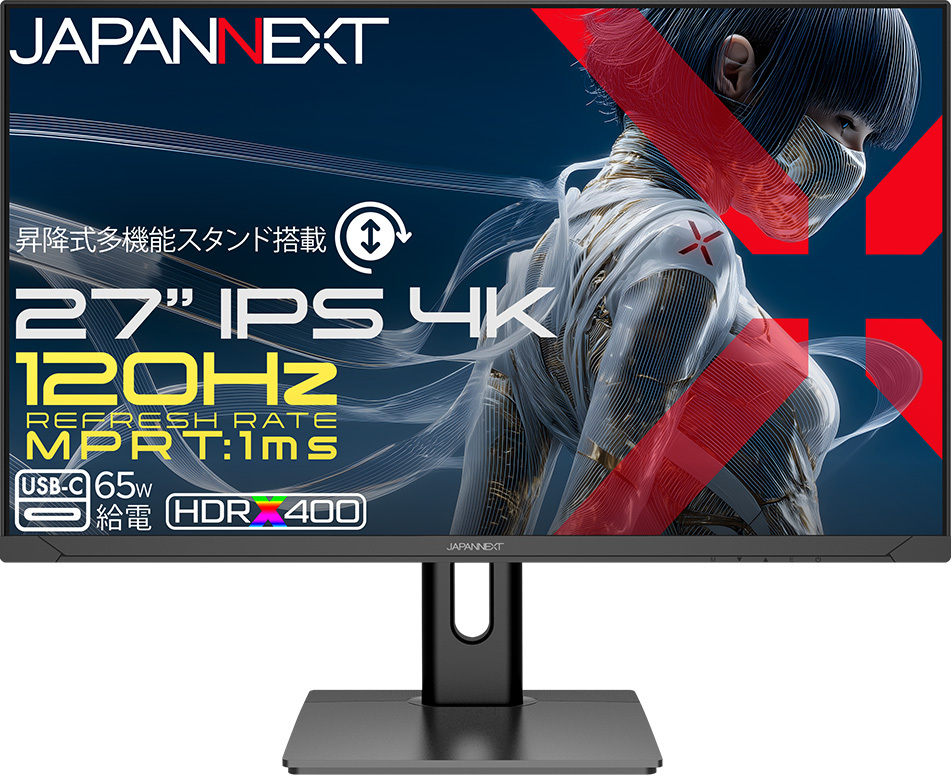4K�Ή� 27�^�t���f�B�X�v���C/HDMI×2�ADP�AUSB-C/�u���b�N/�X�s�[�J�[/2�N�ۏ� JN-IPS27G120U2-HSPC6