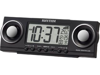 8RZ177SR02 フィットバトラージューク 電波大音量めざまし時計 黒/Ｗアラーム/20種類のアラーム音