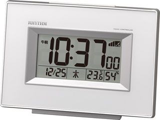 8RZ194SR03　フィットウェーブD194 電波目覚まし置き時計　ホワイト 温湿度表示 カレンダー