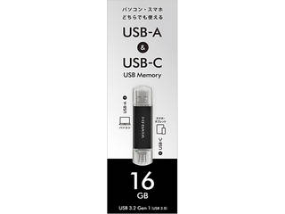 USB-A��USB-C����USB�������[(USB 3.2 Gen 1) 16GB �u���b�N U3C-STD16G/K