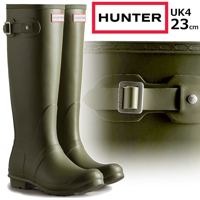 HUNTER レインブーツ グリーン UK4（ハンター HUNTER レディース 