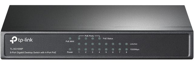 8ポート LANハブ ギガビット PoE（4ポート）デスクトップ スイッチングハブ TL-SG1008P