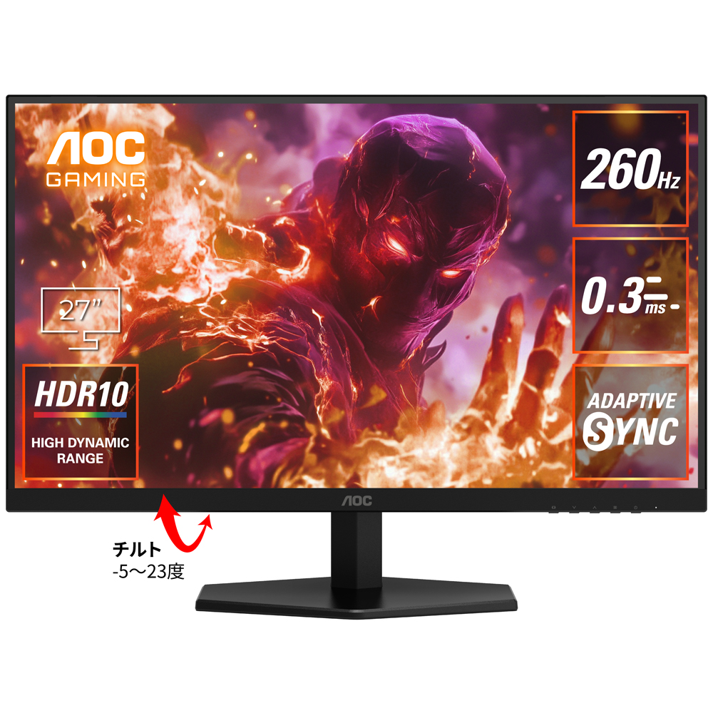 Fast IPS�p�l���̗p QHD�Ή�27�^�Q�[�~���O�t���f�B�X�v���C 260Hz Q27G42ZE/11