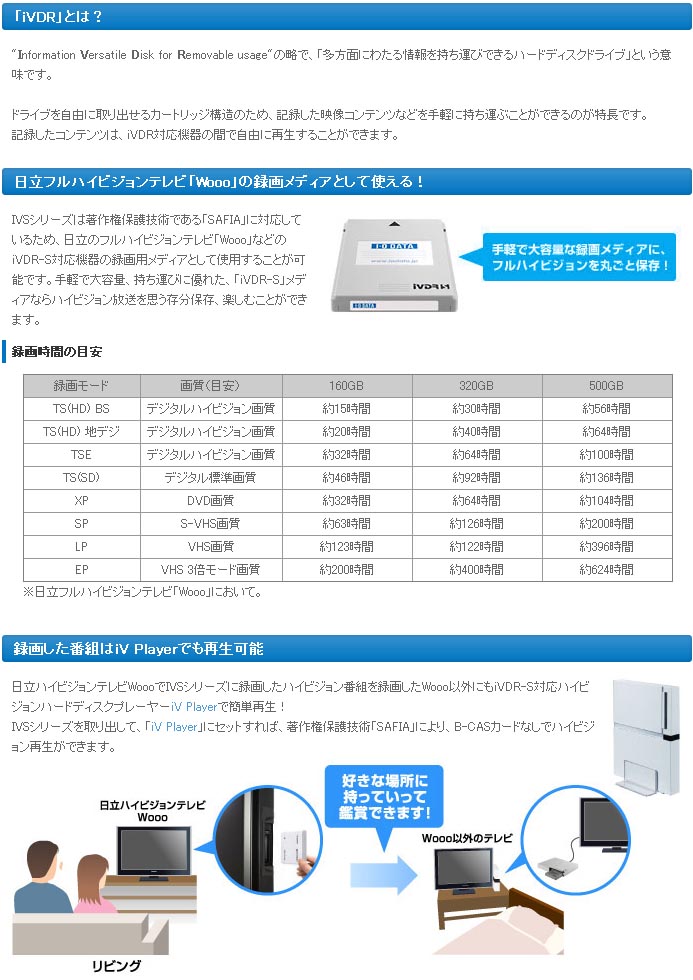 I-O DATA iVDR-Sリムーバブル・ハードディスク 500GB IVS-500 - 映像機器