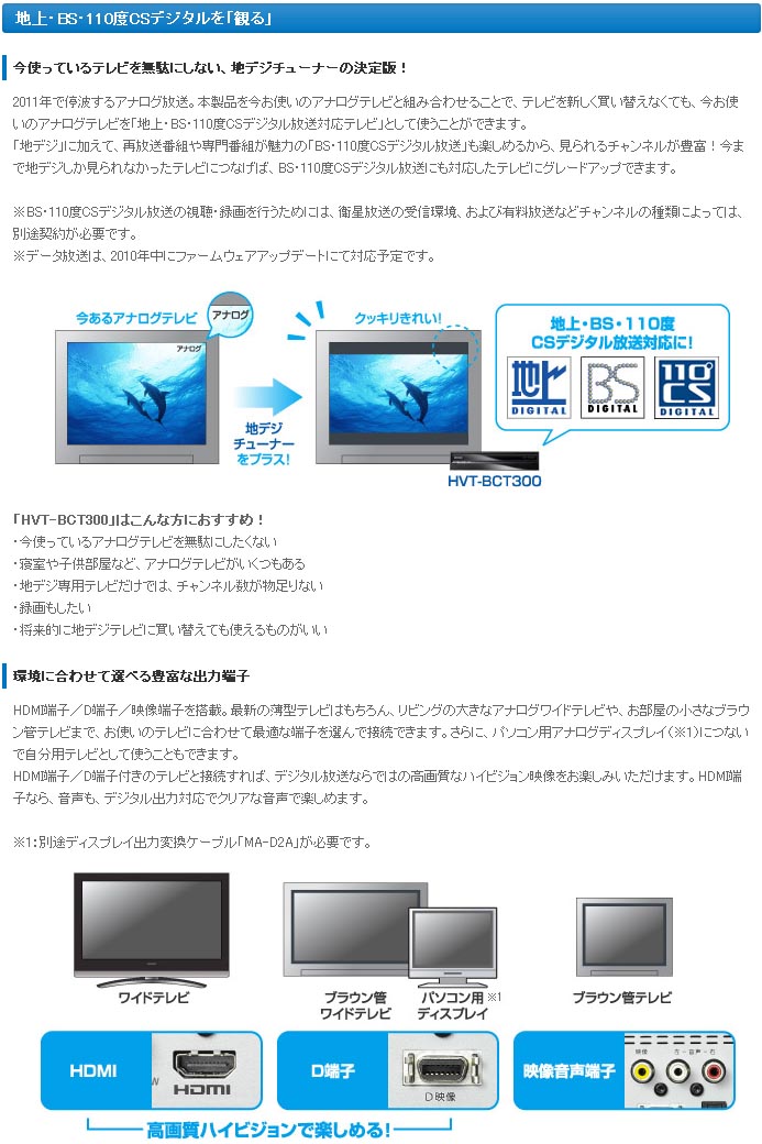 I-O DATA 地上・BS・110度CSデジタルハイビジョンチューナー HVT-BCT300-